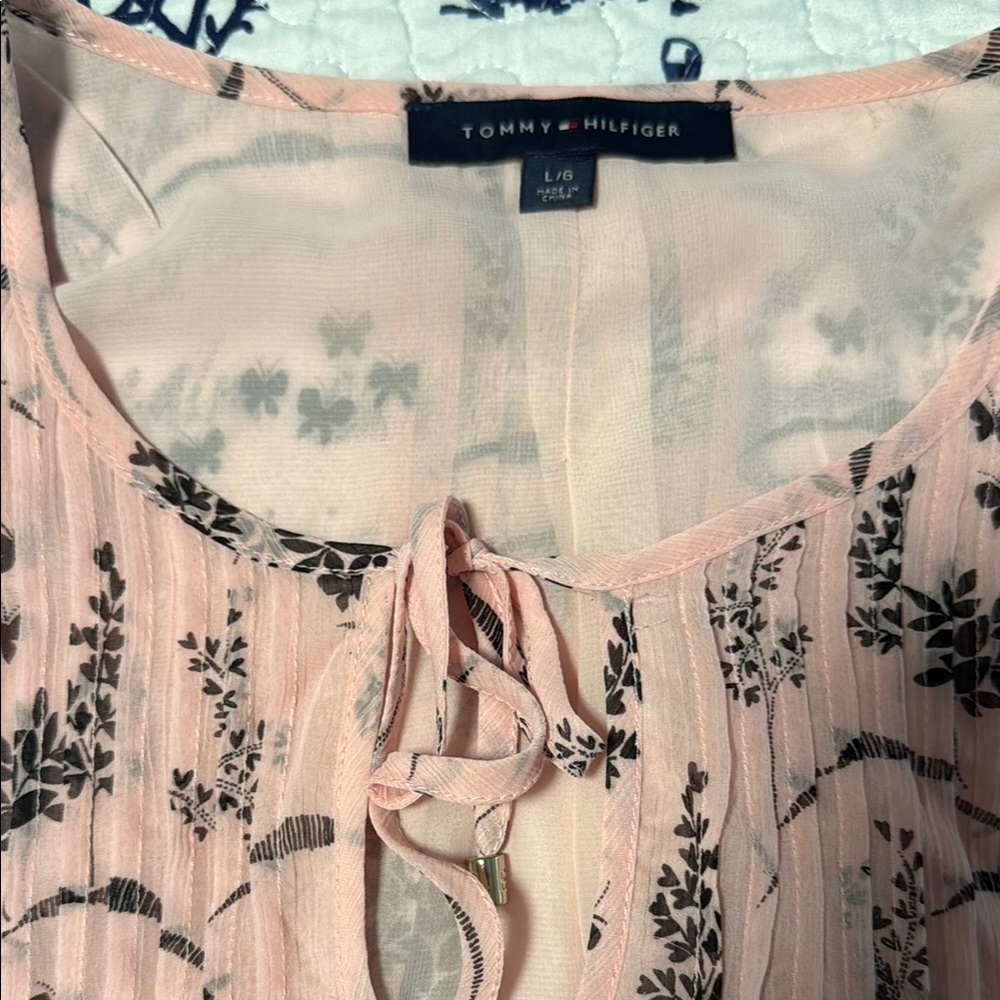 Tommy Hilfiger Pink and Black Floral Blouse